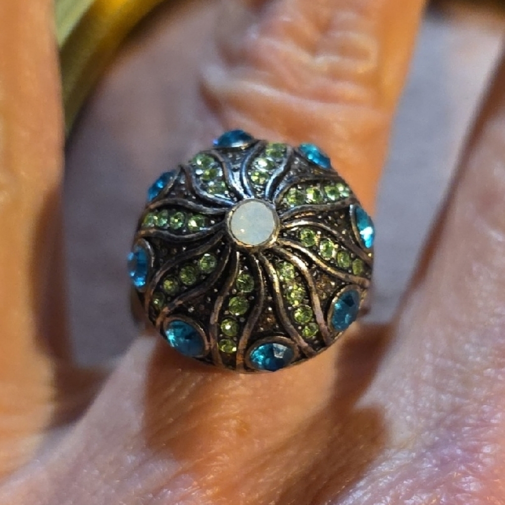 Vintage Blue and Silver Swirl Poisen Ring